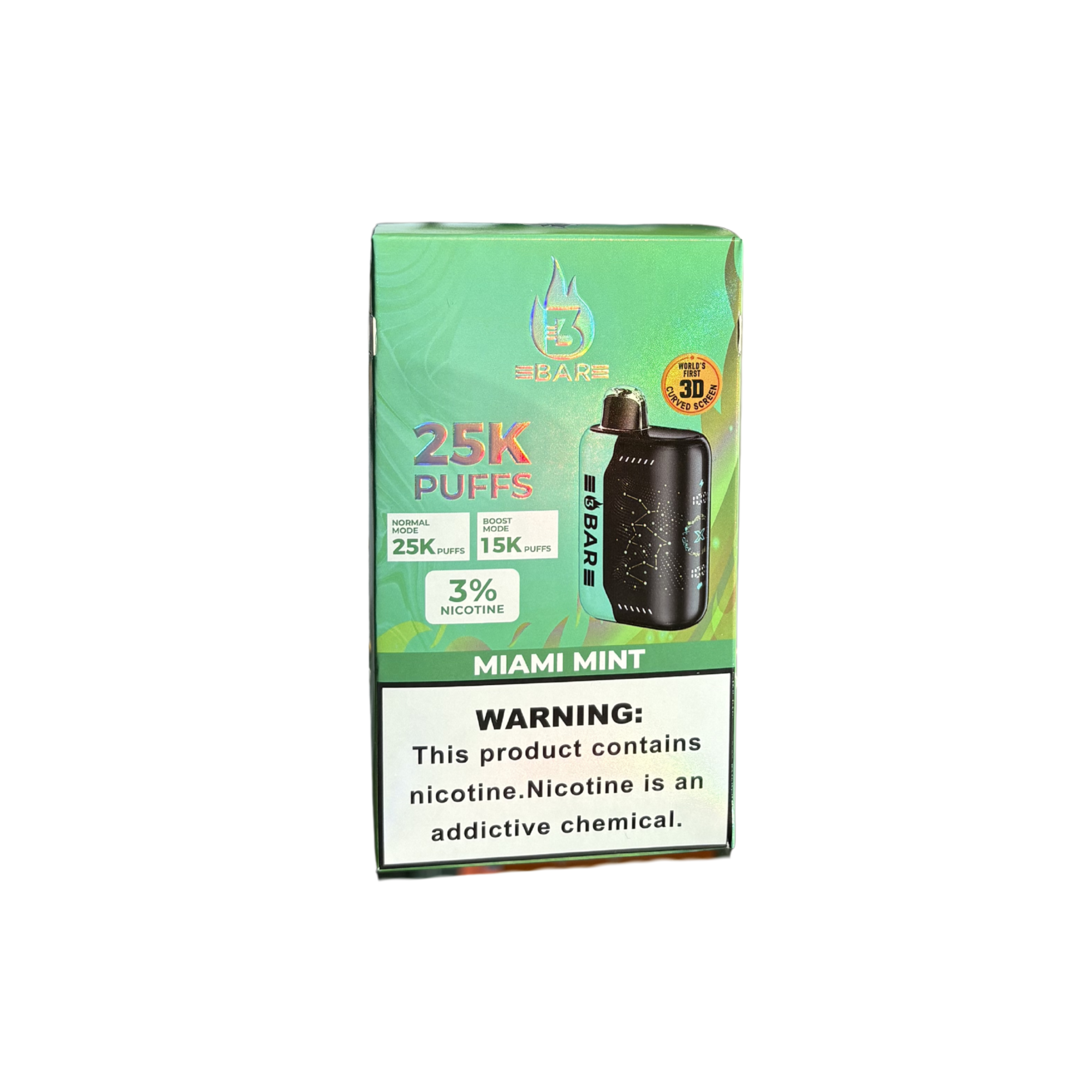 3 Bar 25K 3% Disposables 3 Bar Miami Mint / 25000+ / 3%(30mg)