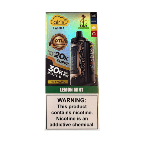 Airis Sahra DTL 30k E-Hookah Device 0.5% Airis Disposables Lemon Mint / 30000+ / 0.5% (5mg)