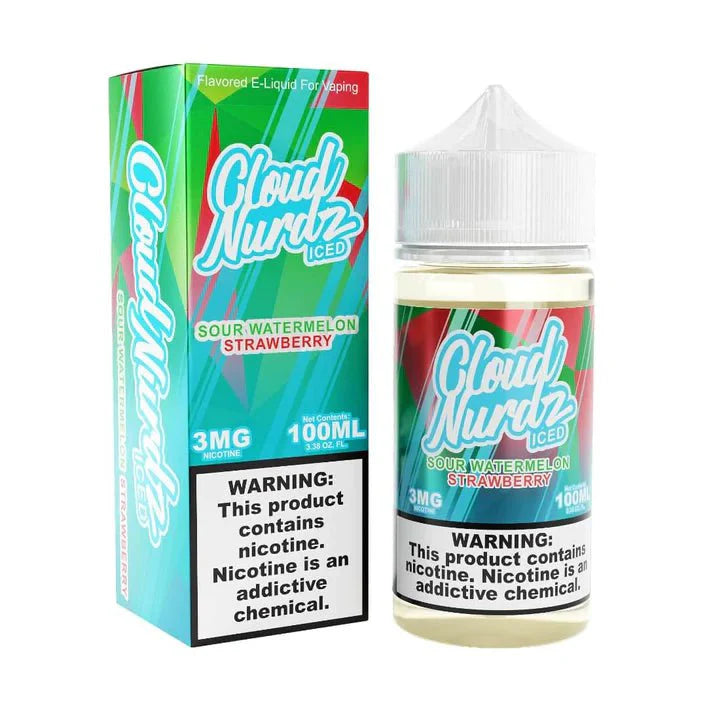 Cloud Nurdz Iced 100mL Cloud Nurdz E-Juice Sour Watermelon Strawberry / 3mg / 100mL