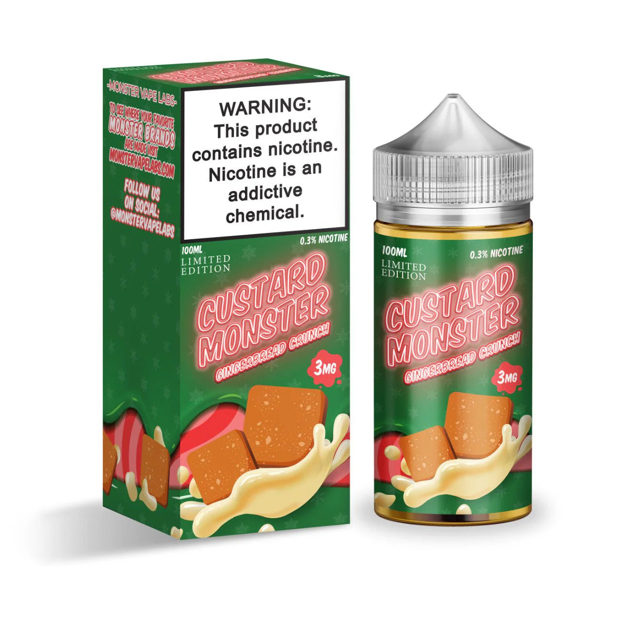Custard Monster 100mL Monster Labs E-Juice Gingerbread Crunch / 3mg / 100mL
