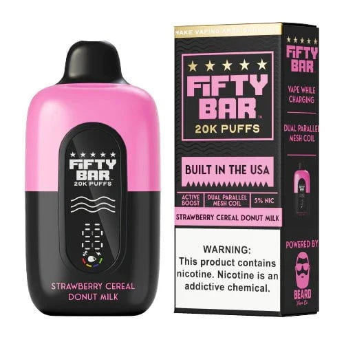 Fifty Bar by Mr. Beard 20000 5% Fifty Bar Disposables Strawberry Cereal Donut Milk / 20000+ / 5% (50mg)