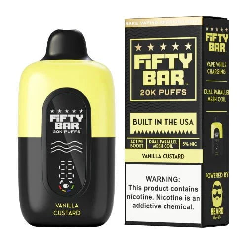 Fifty Bar by Mr. Beard 20000 5% Fifty Bar Disposables Vanilla Custard / 20000+ / 5% (50mg)