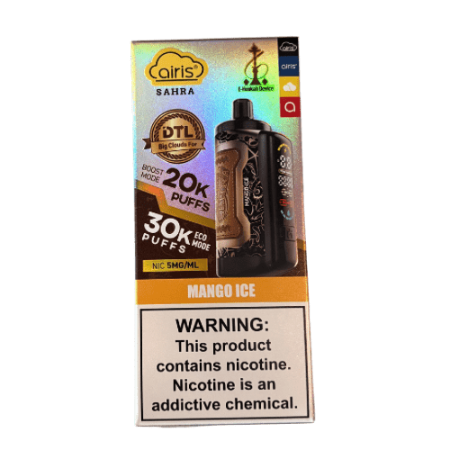Airis Sahra DTL 30k E-Hookah Device 0.5% Airis Disposables Mango Ice / 30000+ / 0.5% (5mg)