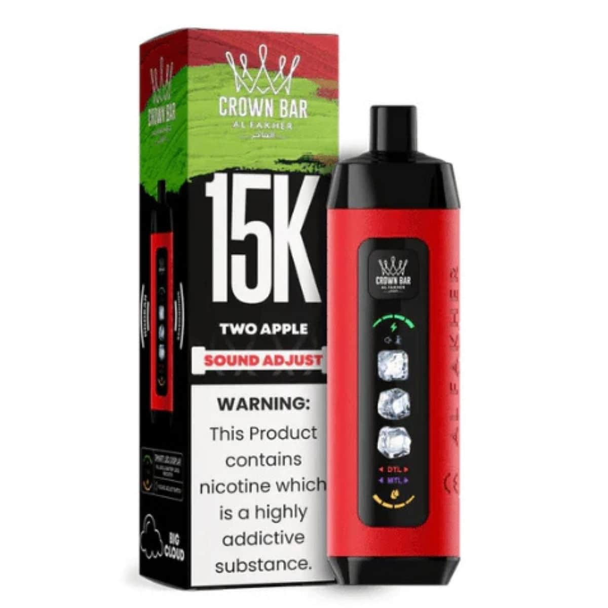 Al Fakher Crown Bar Ice Adjust 15000 Puff 0.5% Al Fakher Disposables Two Apple / 15000+ / 0.5% (5mg)