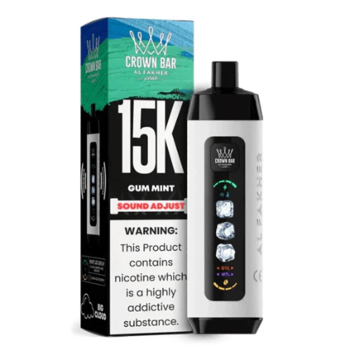 Al Fakher Crown Bar Ice Adjust 15000 Puff 0.5% Al Fakher Disposables Gum Mint / 15000+ / 0.5% (5mg)