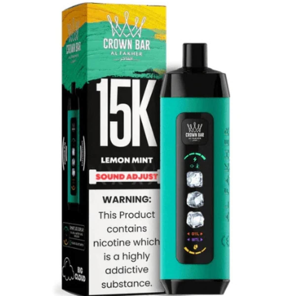 Al Fakher Crown Bar Ice Adjust 15000 Puff 0.5% Al Fakher Disposables Lemon Mint / 15000+ / 0.5% (5mg)