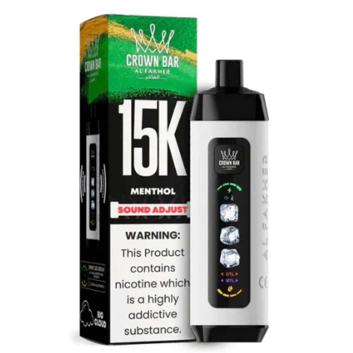Al Fakher Crown Bar Ice Adjust 15000 Puff 0.5% Al Fakher Disposables Menthol / 15000+ / 0.5% (5mg)