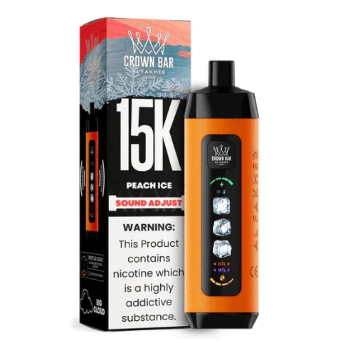 Al Fakher Crown Bar Ice Adjust 15000 Puff 0.5% Al Fakher Disposables Peach Ice / 15000+ / 0.5% (5mg)