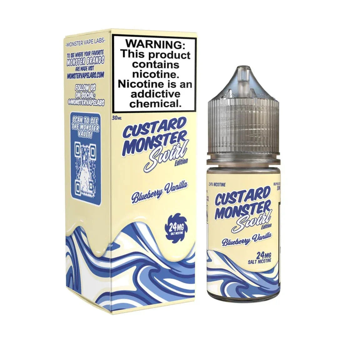 Custard Monster Salts 30mL Monster Labs Nicotine Salt Juice Blueberry Vanilla Custard Monster Swirl Salt / 24mg / 30mL