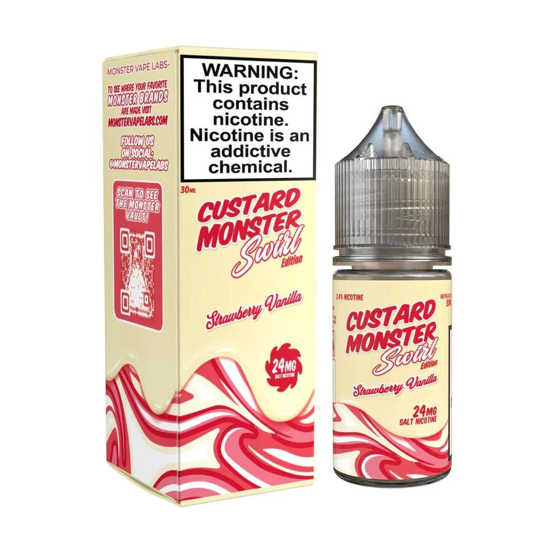 Custard Monster Salts 30mL Monster Labs Nicotine Salt Juice Strawberry Vanilla Custard Monster Swirl Salt / 24mg / 30mL