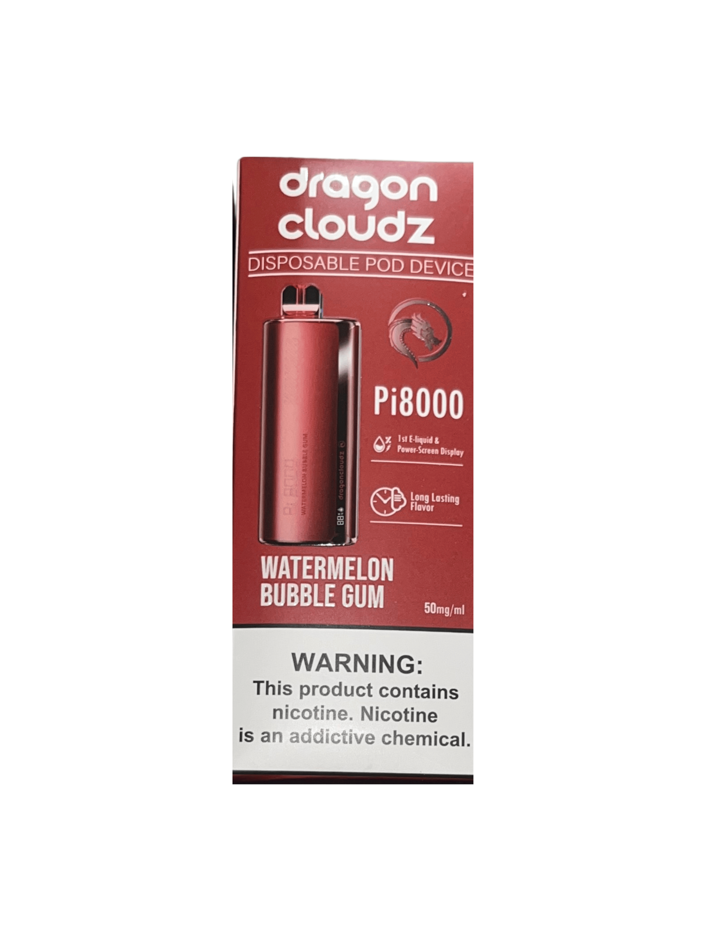 Dragon Cloudz Pi8000 5% Rechargeable Disposable Watermelon Bubble Gum 8000+ / 5%(50mg)