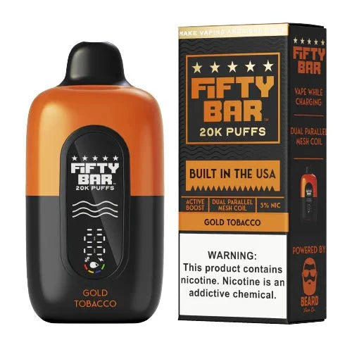 Fifty Bar by Mr. Beard 20000 5% Fifty Bar Disposables Gold Tobacco / 20000+ / 5% (50mg)