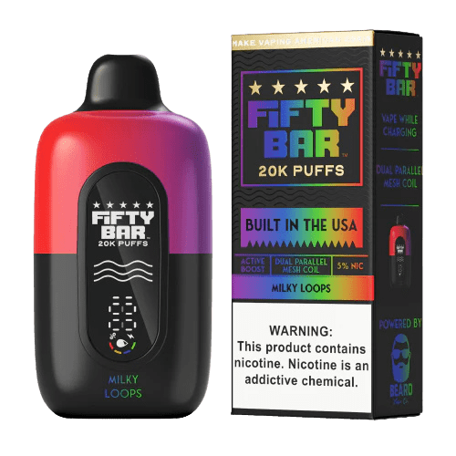 Fifty Bar by Mr. Beard 20000 5% Rechargeable Disposable Fifty Bar Disposables Milky Loops / 20000+ / 5% (50mg)