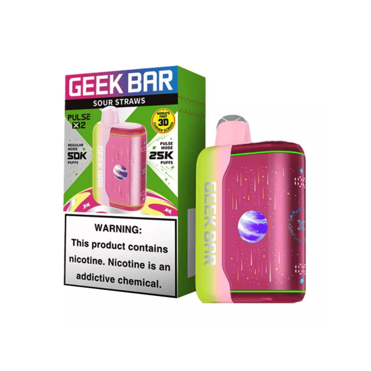 Geek Bar Pulse X 2 50k 5% Disposable Geek Bar Sour Straws 50000+ / 5%(50mg)