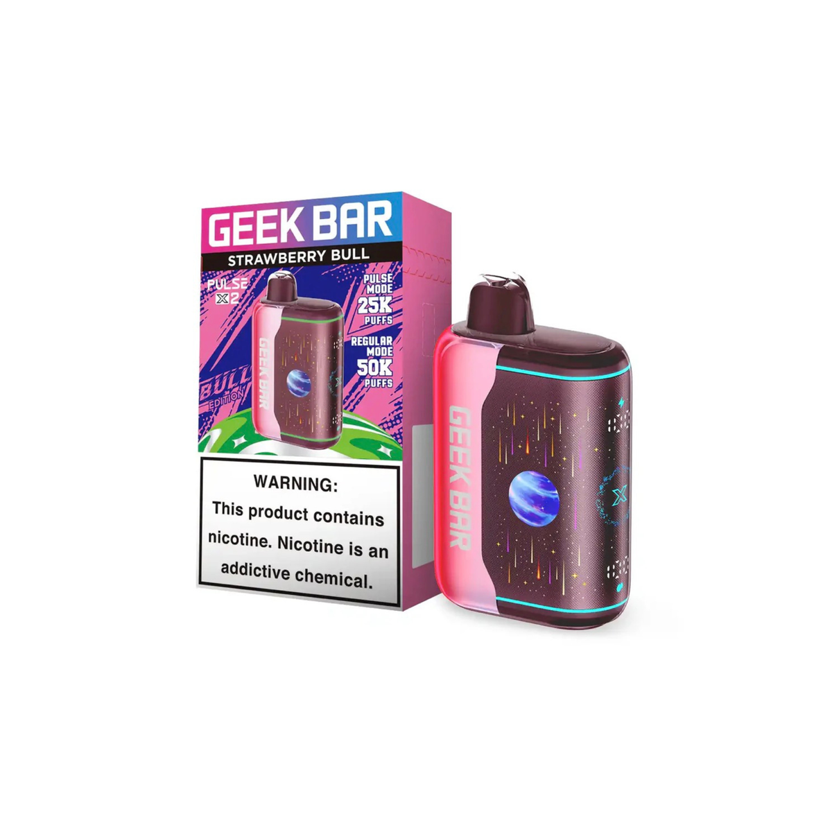 Geek Bar Pulse X 2 50k 5% Disposable Geek Bar Strawberry Bull 50000+ / 5%(50mg)