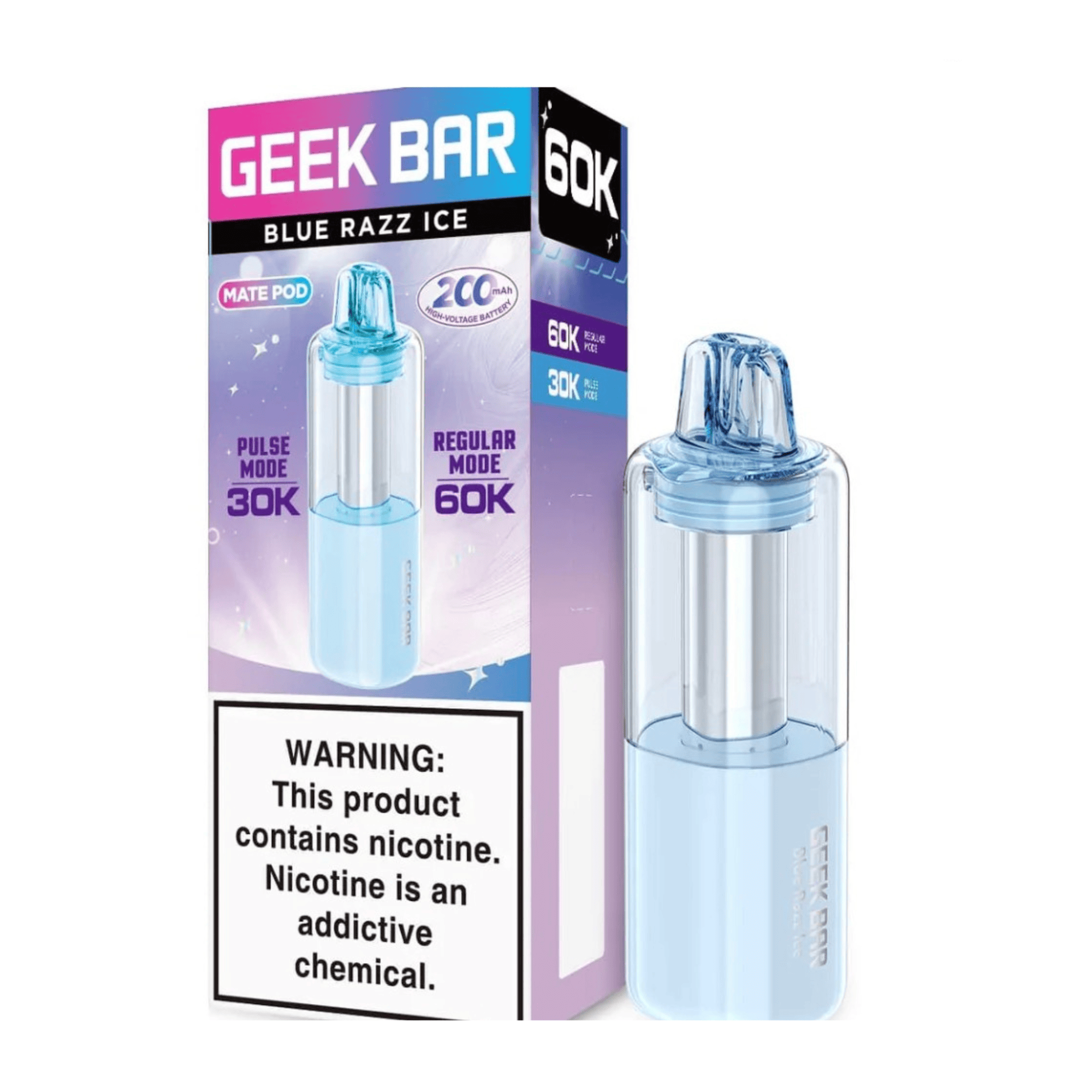 Geek Bar Mate Pod 60000 5% Disposables Geek Bar Blue Razz Ice / 5% (50mg) / 60000+