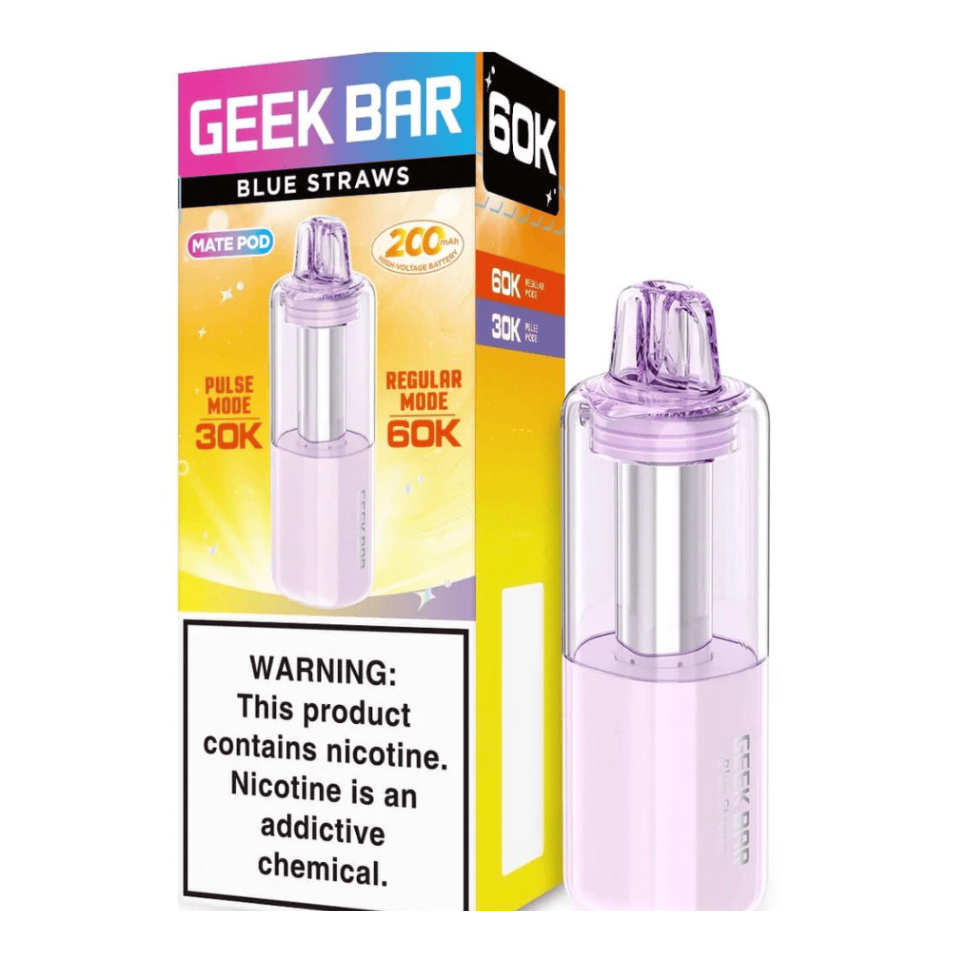 Geek Bar Mate Pod 60000 5% Disposables Geek Bar Blue Straws / 5% (50mg) / 60000+