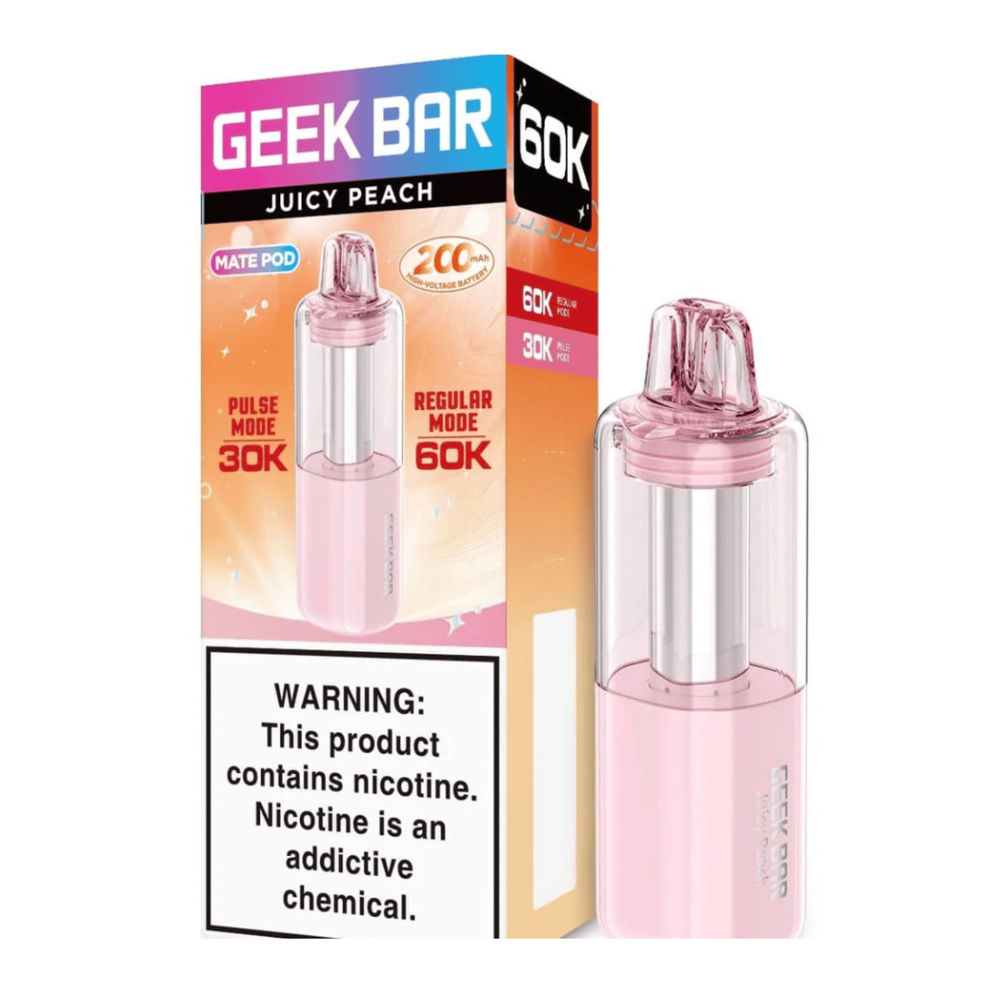 Geek Bar Mate Pod 60000 5% Rechargeable Disposable Geek Bar Disposables Juicy Peach / 5% (50mg) / 60000+