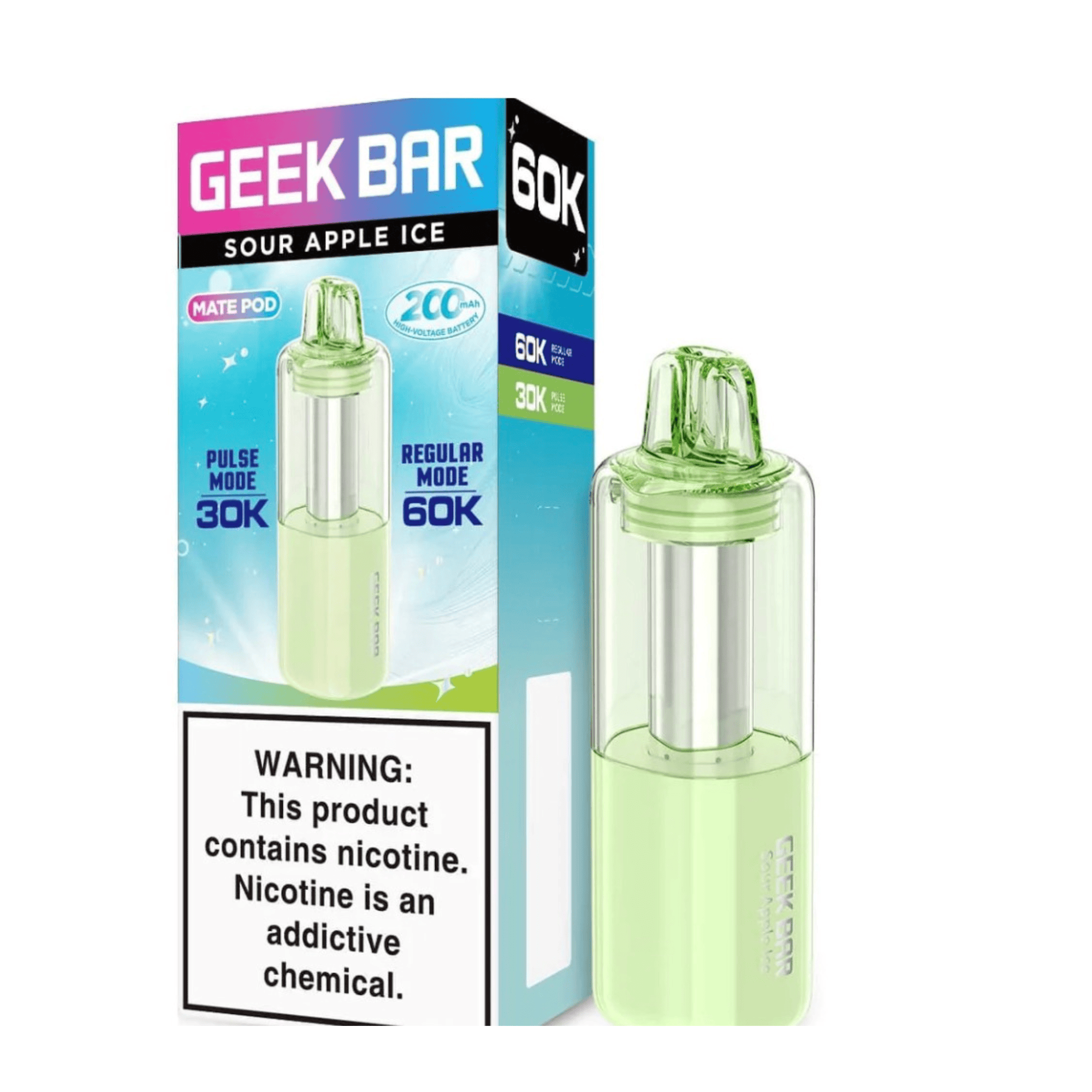 Geek Bar Mate Pod 60000 5% Disposables Geek Bar Sour Apple Ice / 5% (50mg) / 60000+