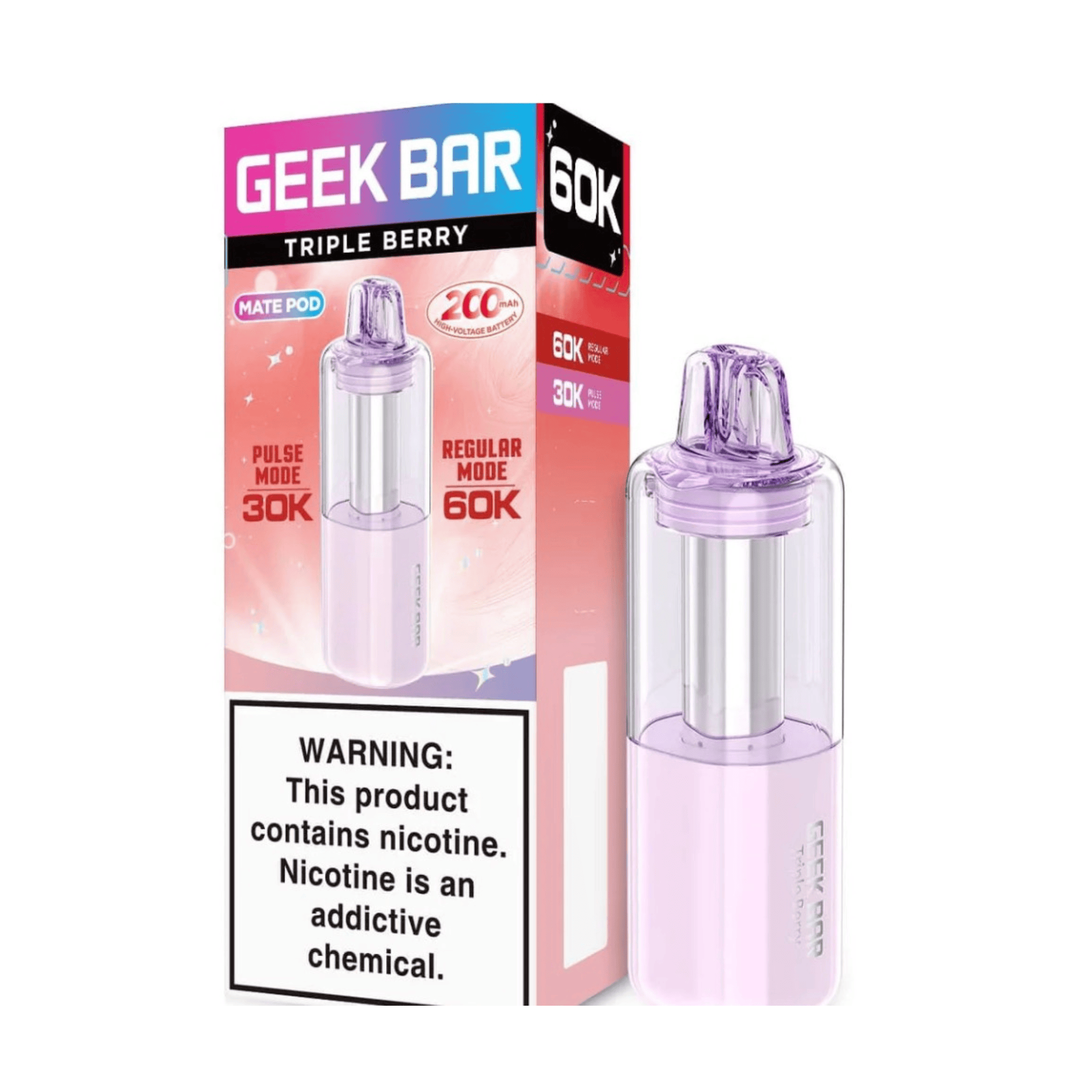 Geek Bar Mate Pod 60000 5% Disposables Geek Bar Triple Berry / 5% (50mg) / 60000+