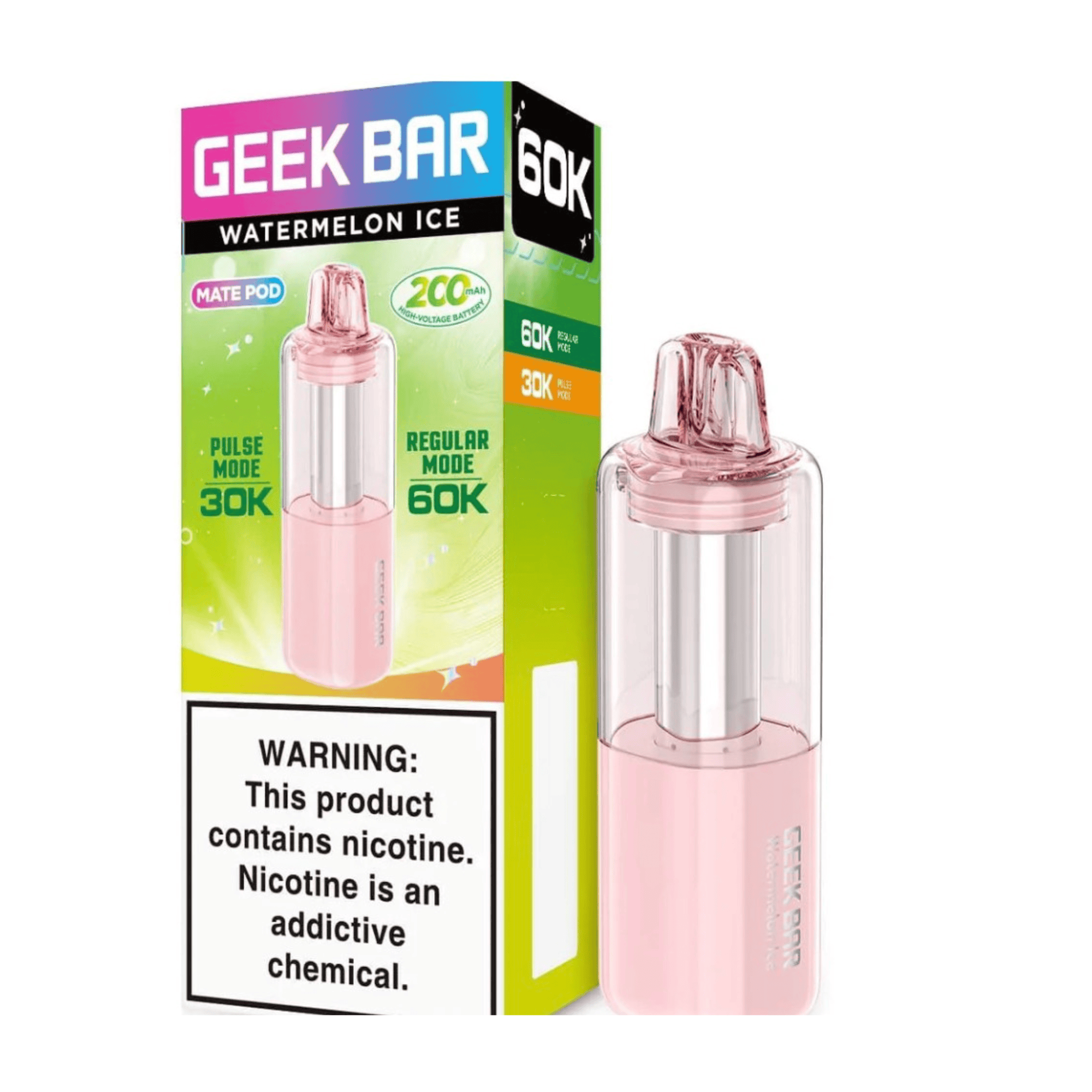 Geek Bar Mate Pod 60000 5% Disposables Geek Bar Watermelon Ice / 5% (50mg) / 60000+