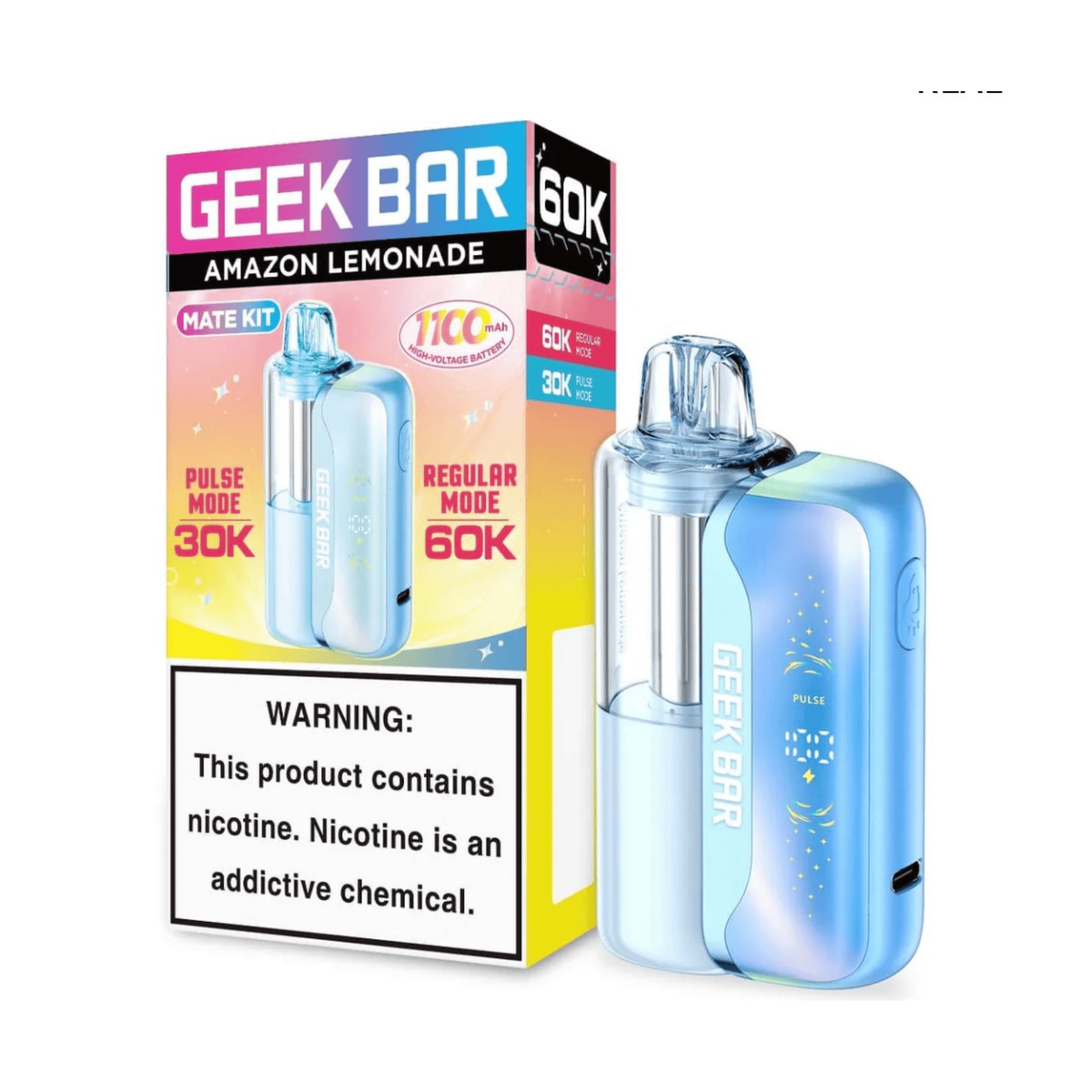 Geek Bar Mate Kit 60000 5% Rechargeable Disposable Geek Bar Disposables Amazon Lemonade / 5% (50mg) / 60000+