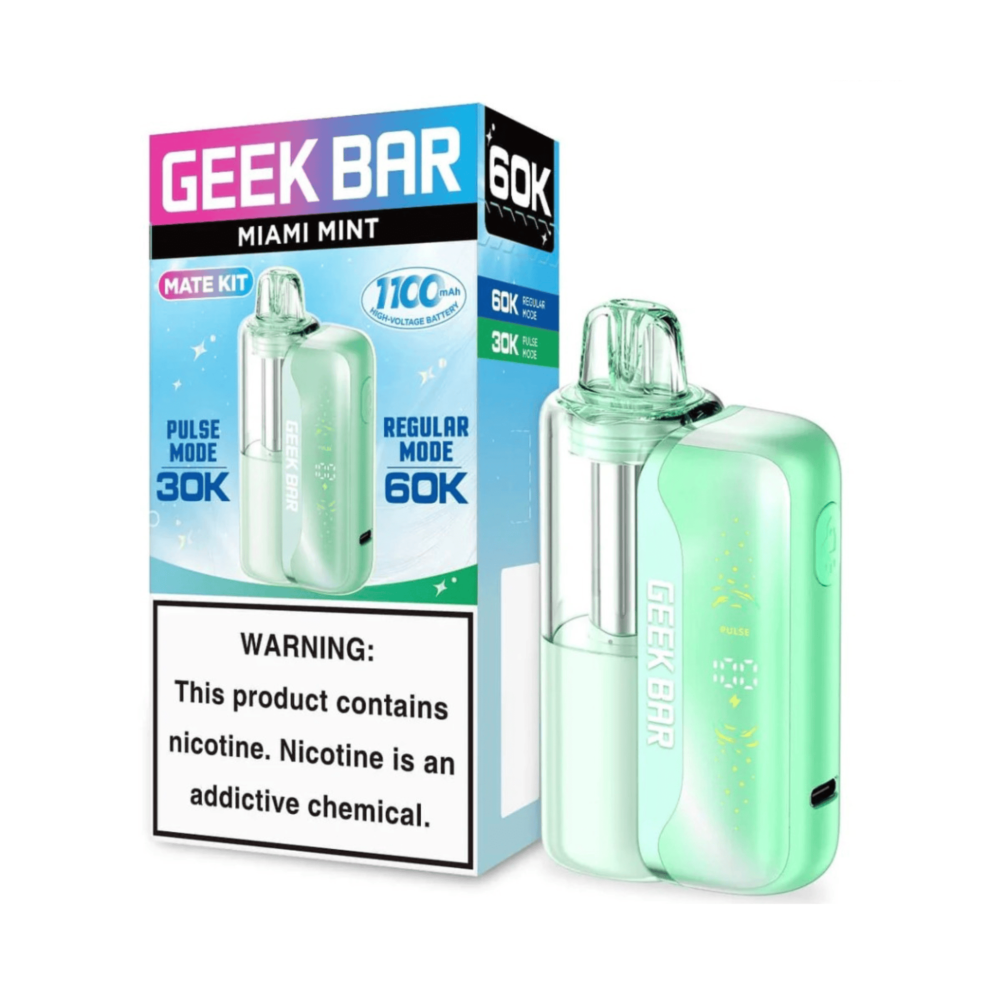 Geek Bar Mate Kit 60000 5% Rechargeable Disposable Geek Bar Disposables Miami Mint / 5% (50mg) / 60000+