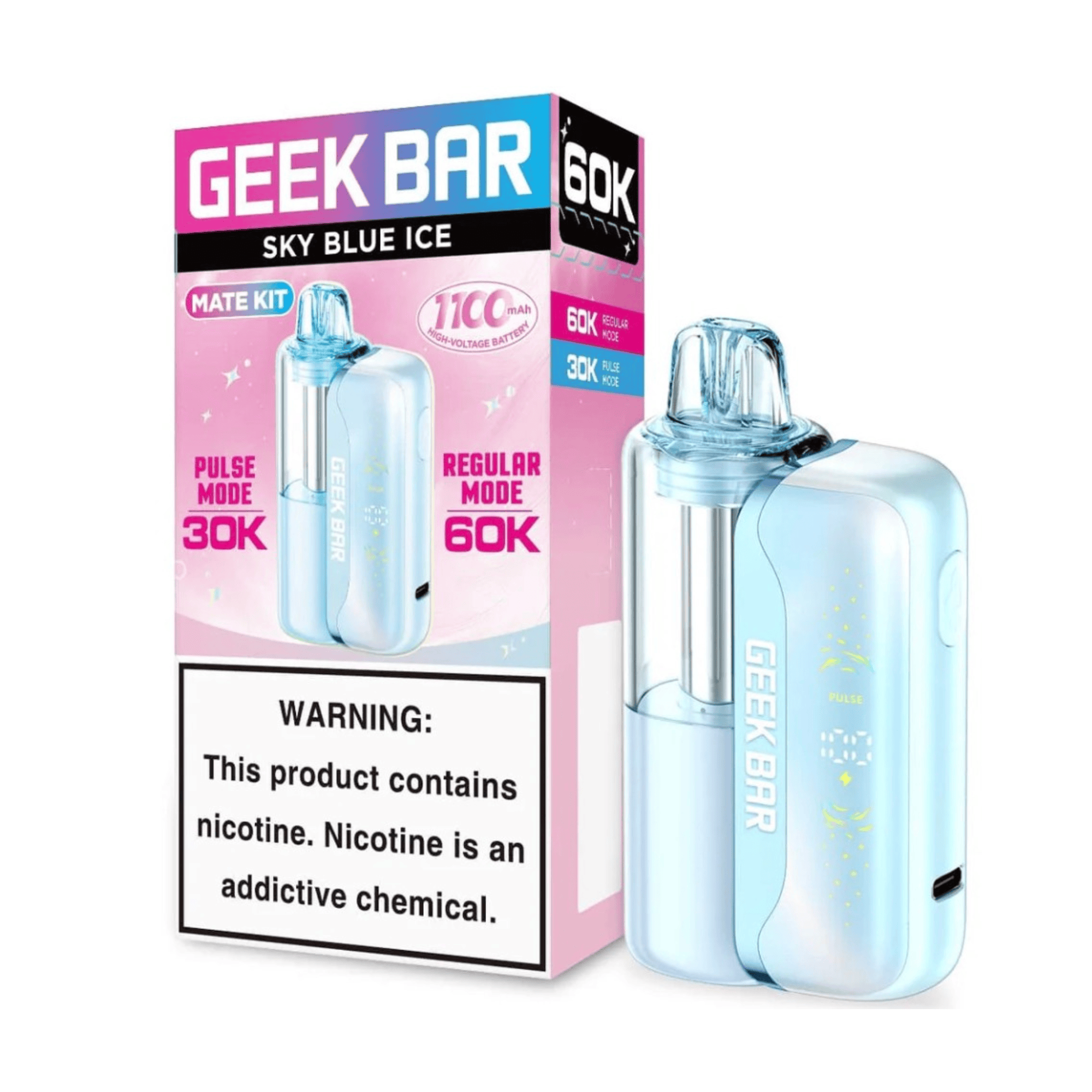 Geek Bar Mate Kit 60000 5% Rechargeable Disposable Geek Bar Disposables Sky Blue Ice / 5% (50mg) / 60000+
