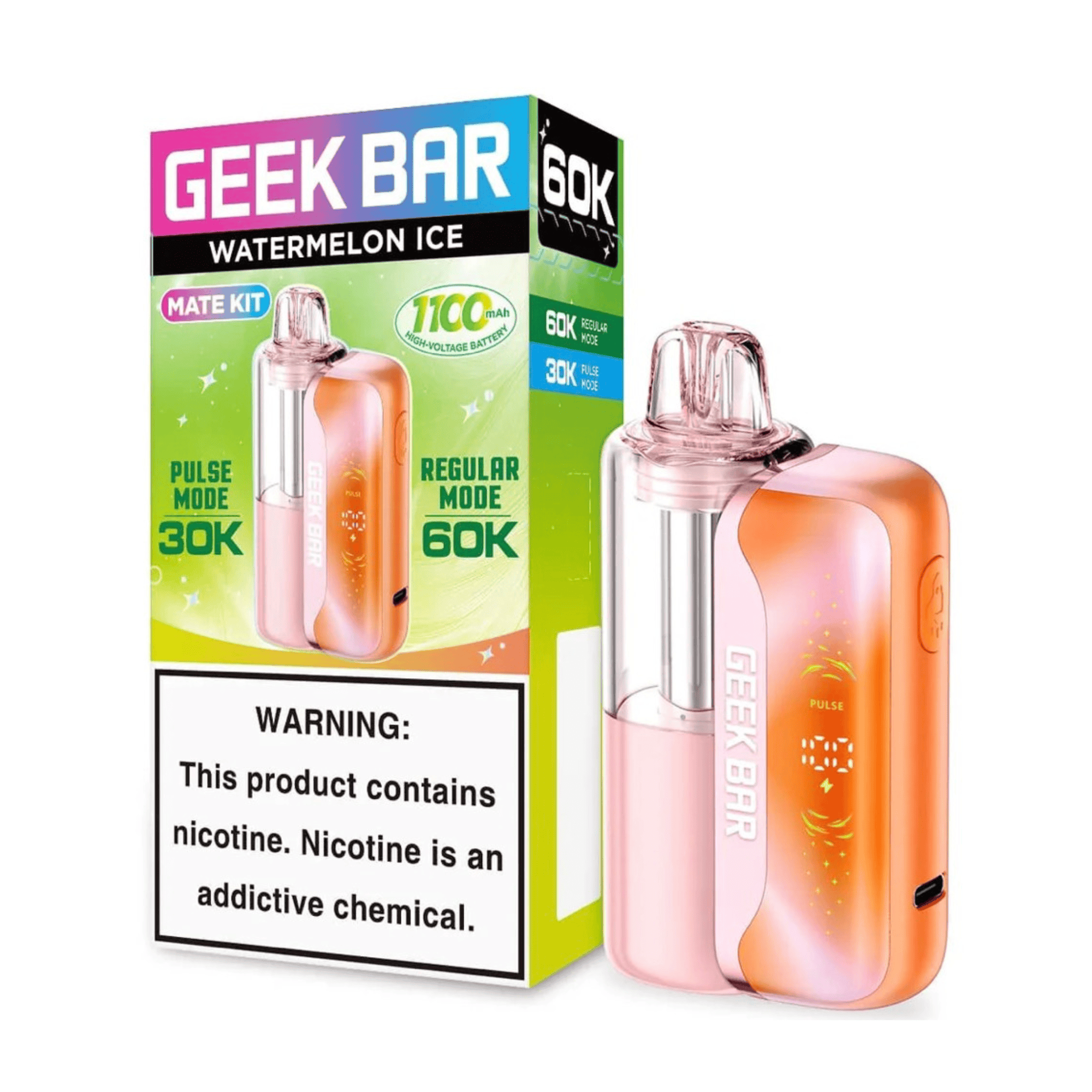 Geek Bar Mate Kit 60000 5% Rechargeable Disposable Geek Bar Disposables Watermelon Ice / 5% (50mg) / 60000+