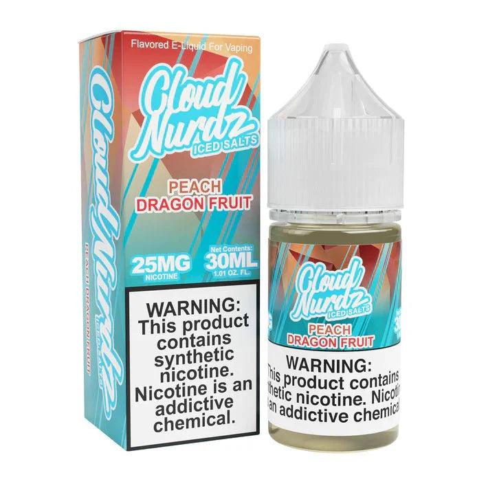 Cloud Nurdz Iced Salt 30mL Cloud Nurdz Nicotine Salt Juice  Iced Peach Dragon Fruit / 25mg