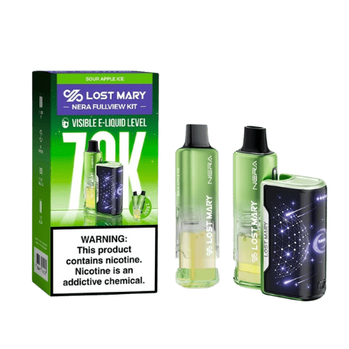 Lost Mary Nera Full View Kit 70K 5% Rechargeable Disposable Lost Mary Disposables Sour Apple Ice / 70000+ / 5% (50mg)
