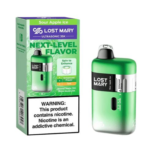Lost Mary Ultrasonic 35K 5% Rechargeable Disposable Lost Mary Disposables Sour Apple Ice / 35000+ / 5% (50mg)