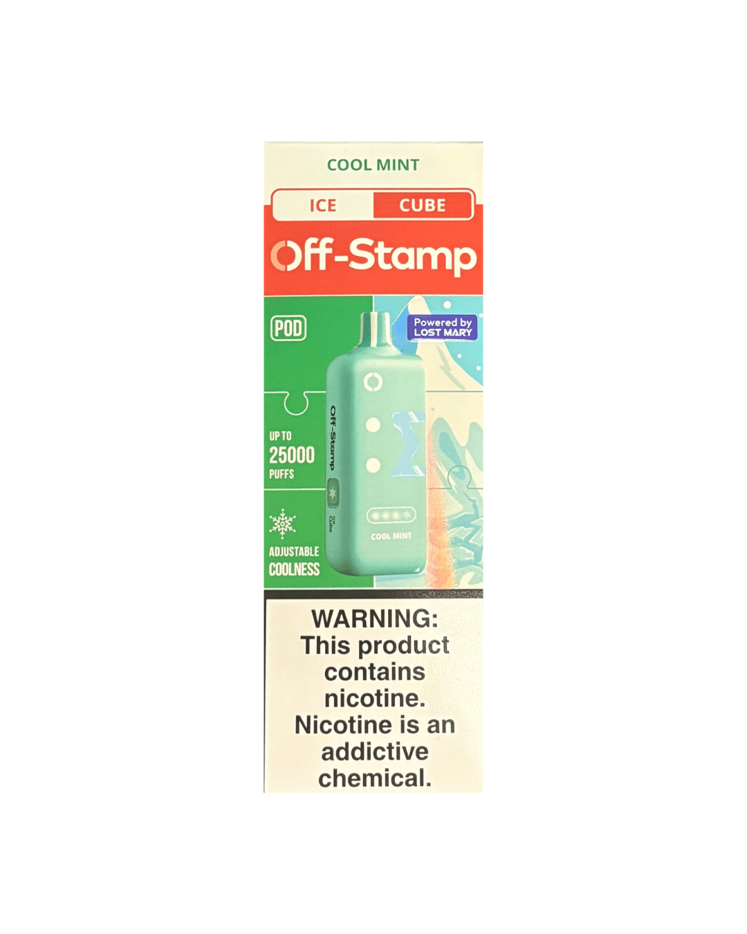 Off-Stamp Ice Cube 25K 5% Disposable Pod Off-Stamp Disposables Cool Mint / 25000+ / 5% (50mg)