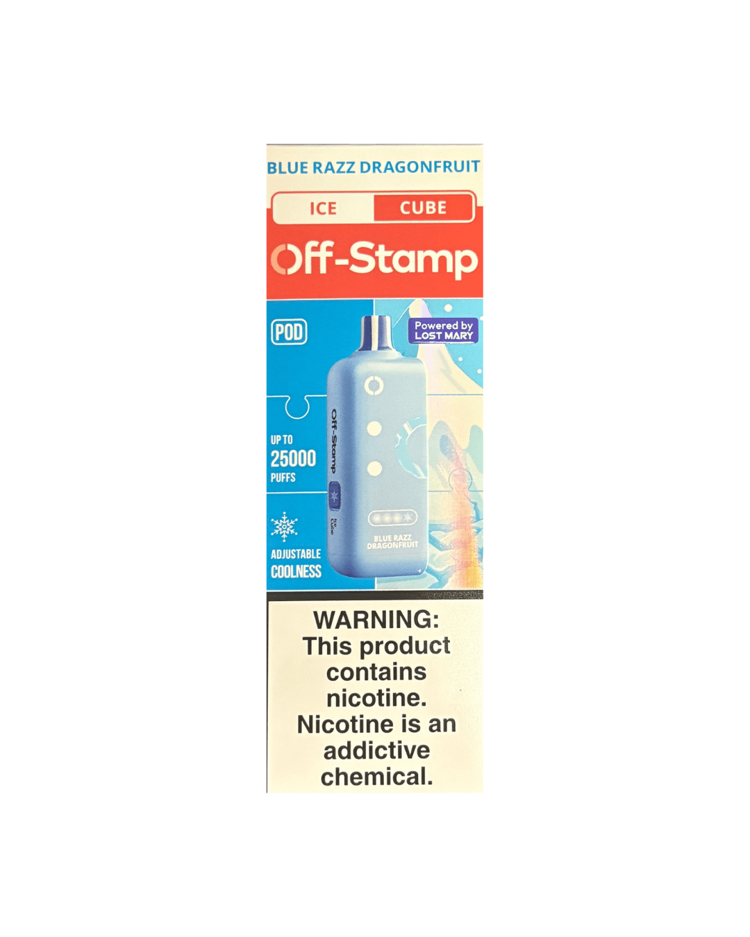Off-Stamp Ice Cube 25K 5% Disposable Pod Off-Stamp Disposables Blue Razz Dragonfruit / 25000+ / 5% (50mg)