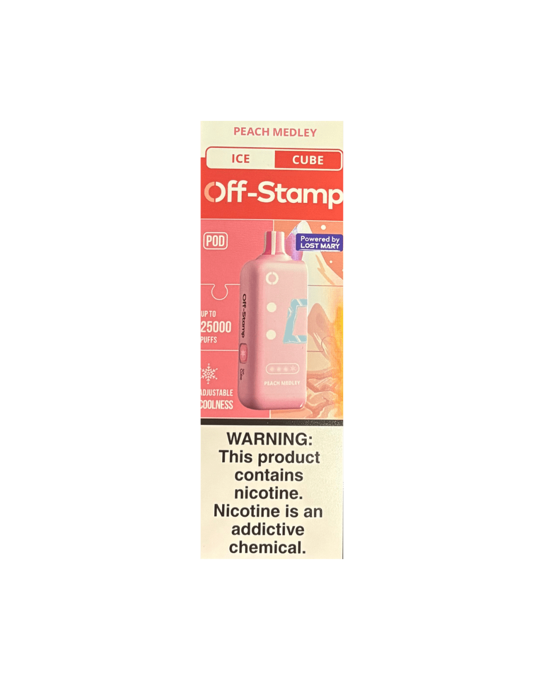 Off-Stamp Ice Cube 25K 5% Disposable Pod Off-Stamp Disposables Peach Medley / 25000+ / 5% (50mg)