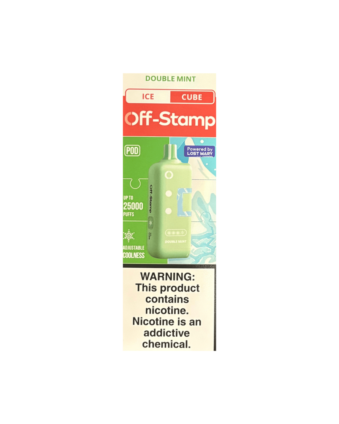 Off-Stamp Ice Cube 25K 5% Disposable Pod Off-Stamp Disposables Double Mint / 25000+ / 5% (50mg)