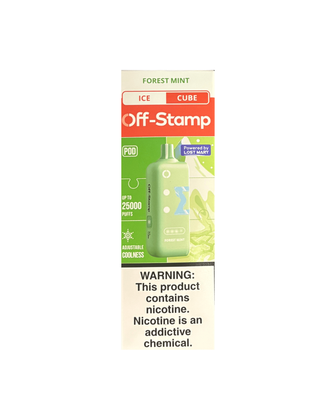 Off-Stamp Ice Cube 25K 5% Disposable Pod Off-Stamp Disposables Forest Mint / 25000+ / 5% (50mg)