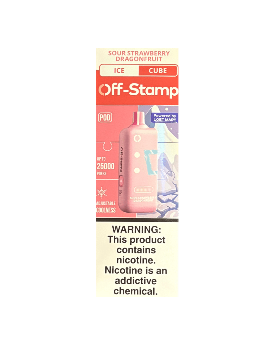 Off-Stamp Ice Cube 25K 5% Disposable Pod Off-Stamp Disposables Sour Strawberry Dragonfruit / 25000+ / 5% (50mg)