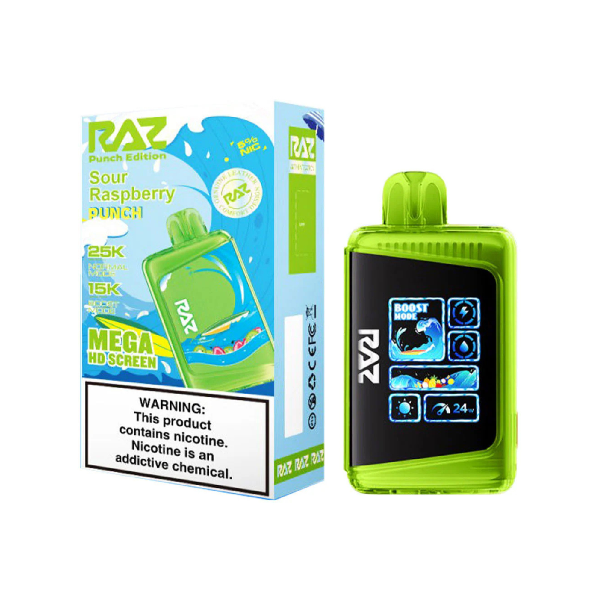 Raz DC25000 disposable vape  | 25000+ | Sour raspberry punch | 5% (50mg)
