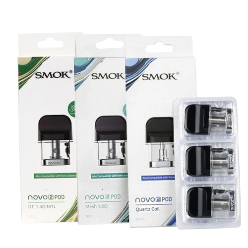 Smok Novo 2 Pods Smok Novo 2 Replacement Pods 2mL Mesh 1.0 Ohm, DC 1.4 Ohm MTL, Quartz Coil