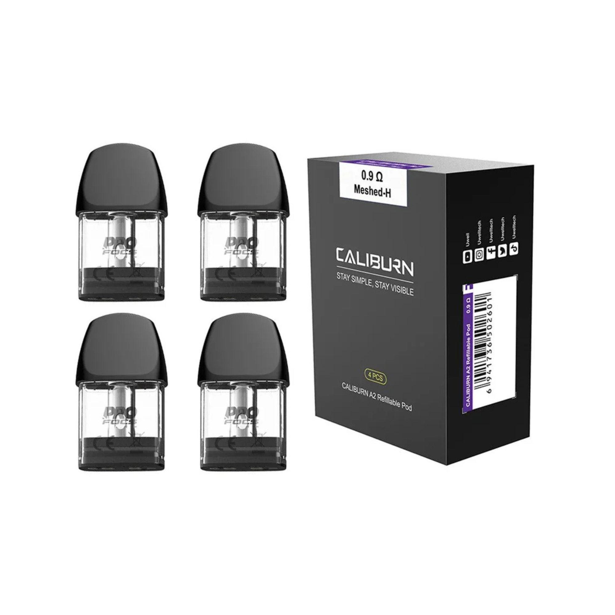 Uwell Caliburn A2 replacement pods | 4 pack | compatible with Caliburn A2, AK2, and A2S